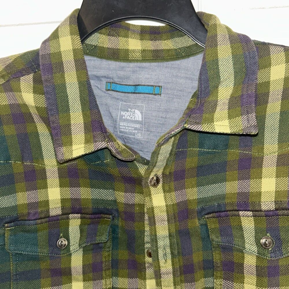 The North Face Flannel Mens Lg Green Performance Hiking Gorpcore Outdoor Heavy